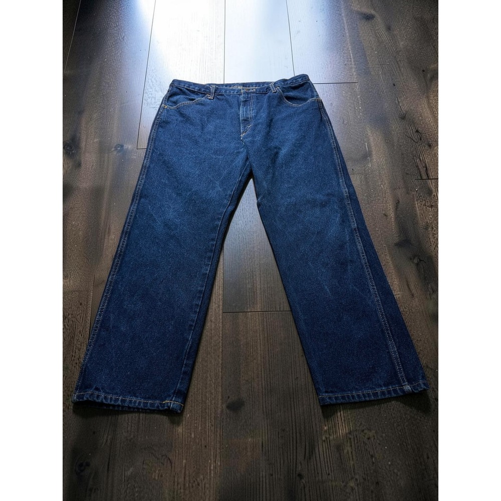 Rustler Mens Straight Leg Jeans Dark Wash Denim Workwear 36 Regular Fit